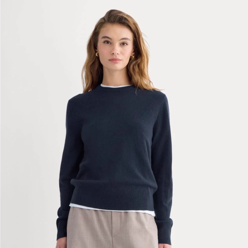 Everlane Cashmere Slim Navy Crew Sweater